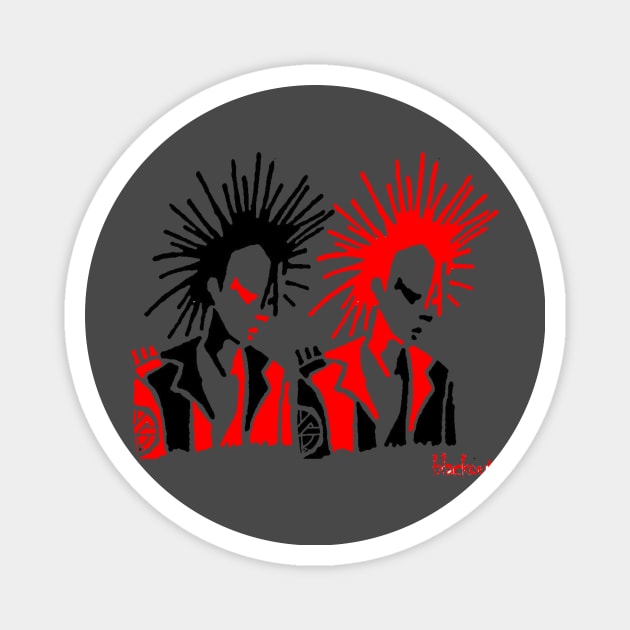 Punk Mates Red and Black by Blackout Design Magnet by Blackout Design